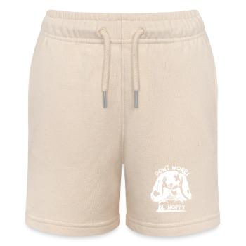 Dont Worry Be Hoppy Monster Hase Kaninchen Spruch - Stanley/Stella Teenager Bio-Joggingshorts MINI BOLTER - Natur - Vorne