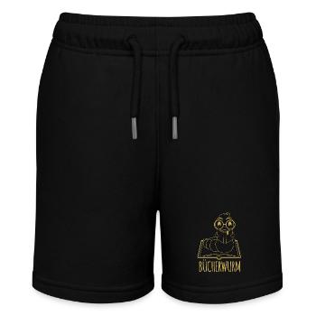 Leseratte Silhouette - Für Bücherwürmer und - Stanley/Stella Teenager Bio-Joggingshorts MINI BOLTER - Schwarz - Vorne