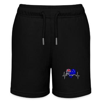 Sydney Skyline Heartbeat Australia Flag Heart - Stanley/Stella MINI BOLTER Organic Teen Jogging Shorts - black - Front