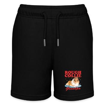 Collie Opa Rough Collies Langhaarcollie Geschenk - Stanley/Stella Teenager Bio-Joggingshorts MINI BOLTER - Schwarz - Vorne