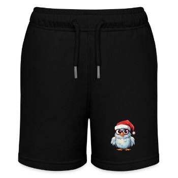 White Christmas Owl: Festive Elegance - Stanley/Stella MINI BOLTER Organic Teen Jogging Shorts - black - Front