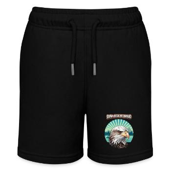 Spruch mit Adler-Motiv, Adler Illustration - Stanley/Stella Teenager Bio-Joggingshorts MINI BOLTER - Schwarz - Vorne