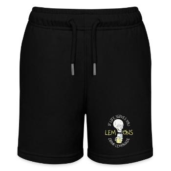 Totenkopf Limonade, Cartoon Stil, lustiger Spruch - Stanley/Stella Teenager Bio-Joggingshorts MINI BOLTER - Schwarz - Vorne