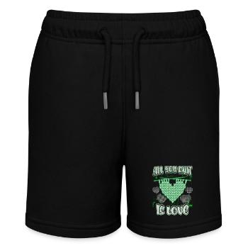 Stricken lustiger Spruch Stricknadeln, Strick-Herz - Stanley/Stella Teenager Bio-Joggingshorts MINI BOLTER - Schwarz - Vorne