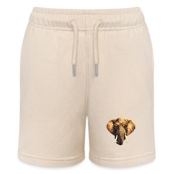 Stylish African elephant with sunglasses - Stanley/Stella MINI BOLTER Organic Teen Jogging Shorts - soft Ecru - Front