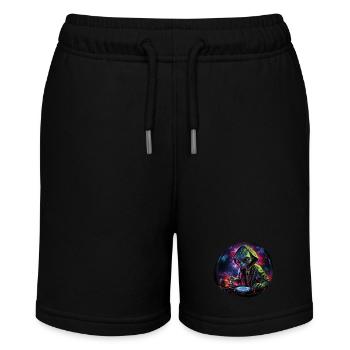 Alien DJ, Space DJ, Cosmic Beats, AlienCartoon, - Stanley/Stella MINI BOLTER Organic Teen Jogging Shorts - black - Front