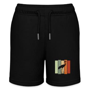 Sandhill Crane Retro Vogelbeobachtung Vogelbeobachter - Stanley/Stella Teenager Bio-Joggingshorts MINI BOLTER - Schwarz - Vorne