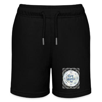 Koch und Köchin, Spruch antiker Teller Typografie - Stanley/Stella Teenager Bio-Joggingshorts MINI BOLTER - Schwarz - Vorne