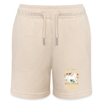 Pferdeliebhaber Geschenk Nur ein Mädchen, das Pferde liebt - Stanley/Stella Teenager Bio-Joggingshorts MINI BOLTER - Natur - Vorne