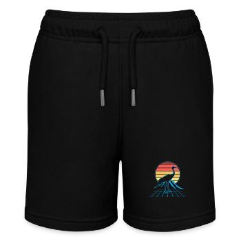 Sandhill Crane Retro Vogelbeobachtung - Stanley/Stella Teenager Bio-Joggingshorts MINI BOLTER - Schwarz - Vorne