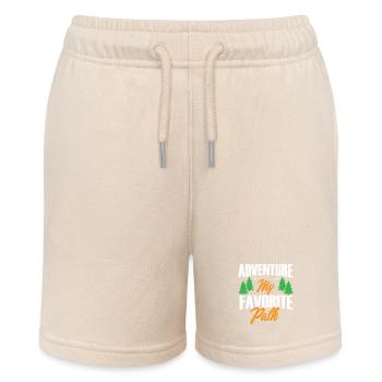 Adventure, my Favorite Path. Typografie. - Stanley/Stella Teenager Bio-Joggingshorts MINI BOLTER - Natur - Vorne