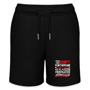 Firefighter My Man Is A Crazy Firefighter - Stanley/Stella MINI BOLTER Organic Teen Jogging Shorts - black - Front