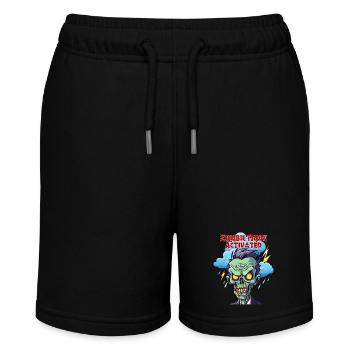 Zombie mode activated, Fun, Spaß, Humor, Lustig, - Stanley/Stella Teenager Bio-Joggingshorts MINI BOLTER - Schwarz - Vorne