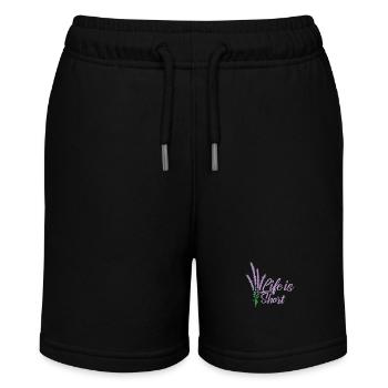 Life is short Lavendel Garten Duft - Stanley/Stella Teenager Bio-Joggingshorts MINI BOLTER - Schwarz - Vorne