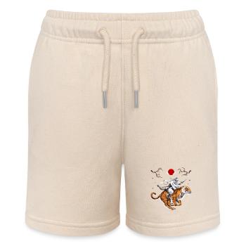 Japanische Katze Samurai Ninja Reitender Tiger - Stanley/Stella Teenager Bio-Joggingshorts MINI BOLTER - Natur - Vorne