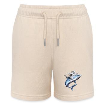 Cat Ninja Riding Shark - Stanley/Stella MINI BOLTER Organic Teen Jogging Shorts - soft Ecru - Front