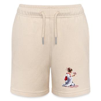 Japanese Samurai Girl - Stanley/Stella MINI BOLTER Organic Teen Jogging Shorts - soft Ecru - Front