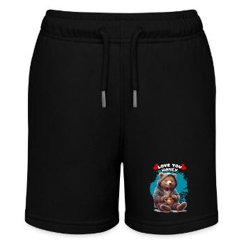 LOVE YOU HONEY. Bär, Honig, Zweideutig, Humor, Fun - Stanley/Stella Teenager Bio-Joggingshorts MINI BOLTER - Schwarz - Vorne