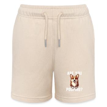 Are You Pooping? Funny English Corgi Dog - Stanley/Stella MINI BOLTER Organic Teen Jogging Shorts - soft Ecru - Front