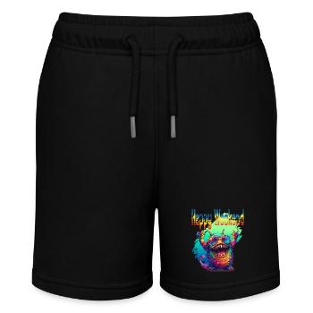 Happy Weekend. Monster, happiness, positive vibes, - Stanley/Stella Teenager Bio-Joggingshorts MINI BOLTER - Schwarz - Vorne