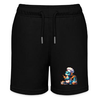 Drachen-Bäcker, Drachen-Konditor, backender Drache - Stanley/Stella Teenager Bio-Joggingshorts MINI BOLTER - Schwarz - Vorne