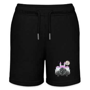 Retro Vintage Fairy Tale Castle Moon Forest Castle - Stanley/Stella MINI BOLTER Organic Teen Jogging Shorts - black - Front