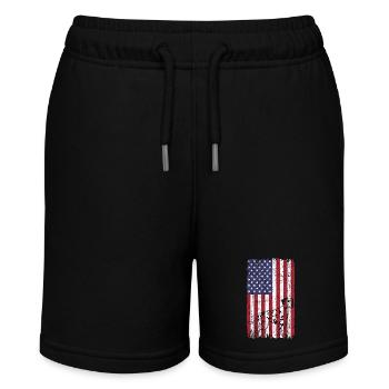 Dalmatiner Hund mit USA Flagge - Stanley/Stella Teenager Bio-Joggingshorts MINI BOLTER - Schwarz - Vorne