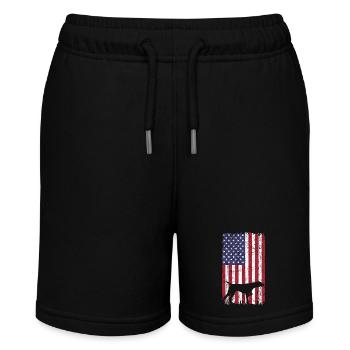 Weimaraner Hund mit USA Flagge - Stanley/Stella Teenager Bio-Joggingshorts MINI BOLTER - Schwarz - Vorne