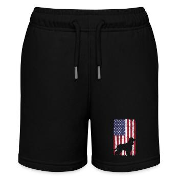 Cocker Spaniel Hund mit USA Flagge - Stanley/Stella Teenager Bio-Joggingshorts MINI BOLTER - Schwarz - Vorne
