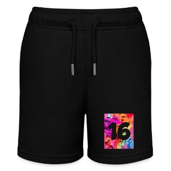 NR. 16 NUMMER 16 BUNT 16. GEBURTSTAG - Stanley/Stella Teenager Bio-Joggingshorts MINI BOLTER - Schwarz - Vorne