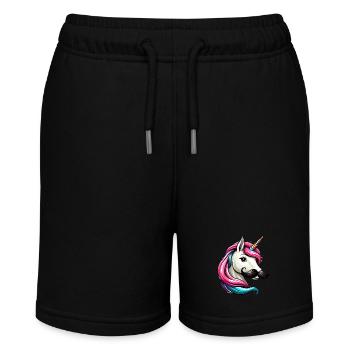 Unicorn with mustache - Stanley/Stella MINI BOLTER Organic Teen Jogging Shorts - black - Front