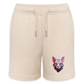 Sphynx Cat Head - Stanley/Stella MINI BOLTER Organic Teen Jogging Shorts - soft Ecru - Front
