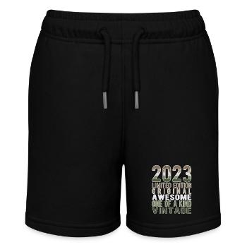 Limited Edition seit 2023 Geburtstag Vintage 2023 - Stanley/Stella Teenager Bio-Joggingshorts MINI BOLTER - Schwarz - Vorne