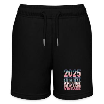 Limited Edition seit 2025 Geburtstag Vintage 2025 - Stanley/Stella Teenager Bio-Joggingshorts MINI BOLTER - Schwarz - Vorne