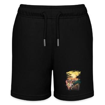 Katze Katzen Wilder Westen Ranger Ranch Bauer - Stanley/Stella Teenager Bio-Joggingshorts MINI BOLTER - Schwarz - Vorne