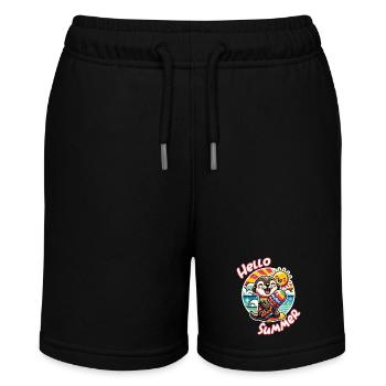 Hallo Sommer lustiger Otter mit großer Eistüte - Stanley/Stella Teenager Bio-Joggingshorts MINI BOLTER - Schwarz - Vorne