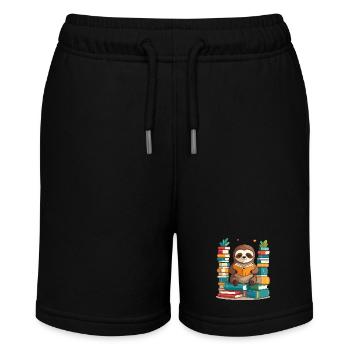 Funny Book Lover Sloth Cute Design - Stanley/Stella MINI BOLTER Organic Teen Jogging Shorts - black - Front