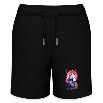 Kitsune Samurai Fuchs Aesthetic Vaporwave Stil - Stanley/Stella Teenager Bio-Joggingshorts MINI BOLTER - Schwarz - Vorne