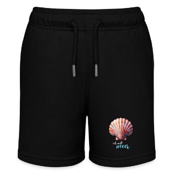 Urlaub Meer Muschel Jakobsmuschel Sehnsucht Ferien - Stanley/Stella Teenager Bio-Joggingshorts MINI BOLTER - Schwarz - Vorne