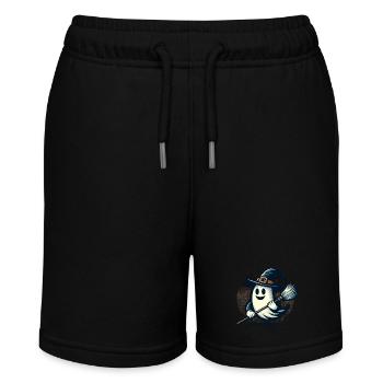 funny Halloween witch ghost with witch broom - Stanley/Stella MINI BOLTER Organic Teen Jogging Shorts - black - Front
