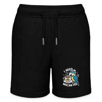 Funny Scarlet Macaw Parrot And Coffee Macawfee - Stanley/Stella MINI BOLTER Organic Teen Jogging Shorts - black - Front
