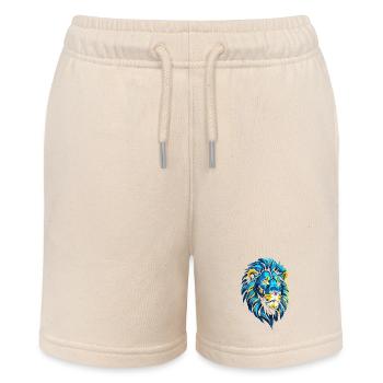 Gold and blue Lion head - Stanley/Stella MINI BOLTER Organic Teen Jogging Shorts - soft Ecru - Front