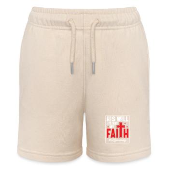 His Will His Way My Faith #IVFJourney Infertility - Stanley/Stella MINI BOLTER Organic Teen Jogging Shorts - soft Ecru - Front