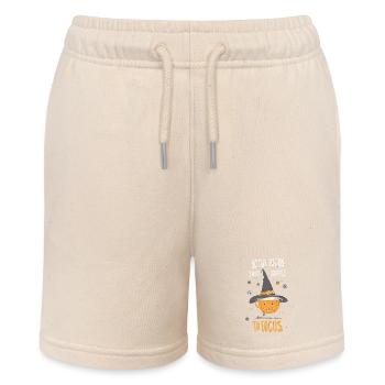 Hocus Pocus Halloween Kürbis Kaffee Hexenhut - Stanley/Stella Teenager Bio-Joggingshorts MINI BOLTER - Natur - Vorne
