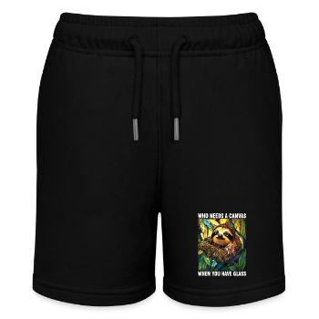 Buntglaskünstler Buntglaskunst - Stanley/Stella Teenager Bio-Joggingshorts MINI BOLTER - Schwarz - Vorne