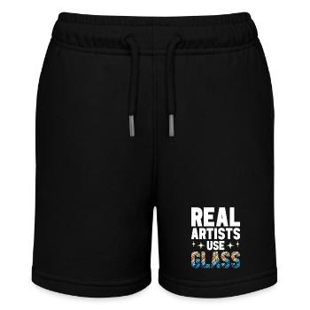 Buntglaskünstler Buntglaskunst - Stanley/Stella Teenager Bio-Joggingshorts MINI BOLTER - Schwarz - Vorne