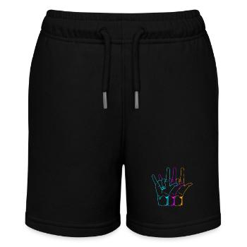Gebärdensprache Gebärde ASL gehörlos - Stanley/Stella Teenager Bio-Joggingshorts MINI BOLTER - Schwarz - Vorne