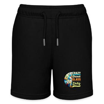 Buntglaskünstler Buntglaskunst - Stanley/Stella Teenager Bio-Joggingshorts MINI BOLTER - Schwarz - Vorne