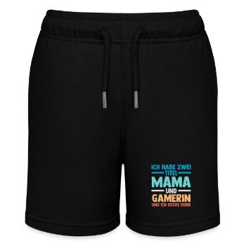 Mutter Gamerin Gamer Zocken Mama - Stanley/Stella Teenager Bio-Joggingshorts MINI BOLTER - Schwarz - Vorne