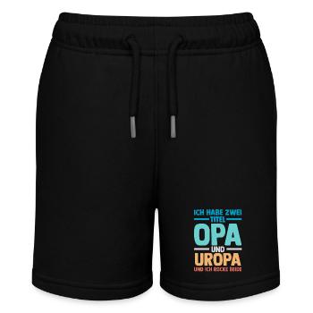 Ich Habe Zwei Titel Opa Und Uropa - Stanley/Stella Teenager Bio-Joggingshorts MINI BOLTER - Schwarz - Vorne